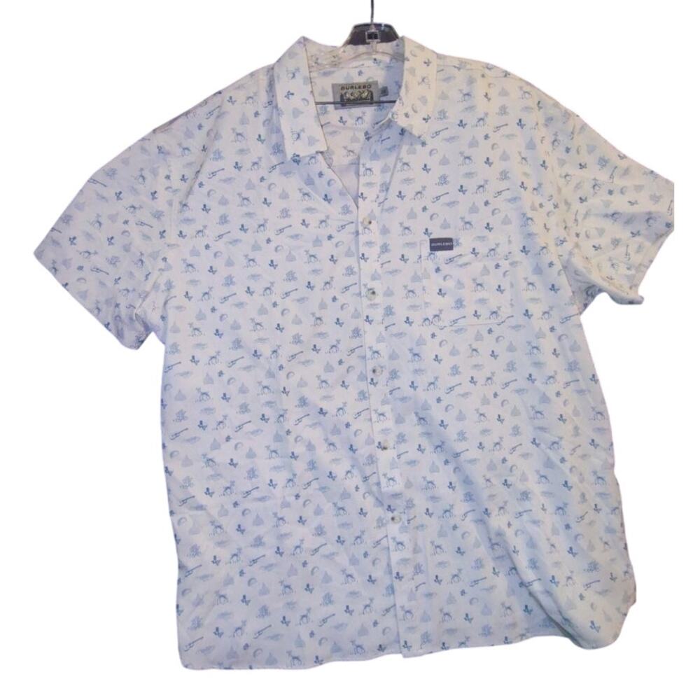 Burlebo 4-way Stretch Performance Cream and Blue AOP Texas Western Size 2XL